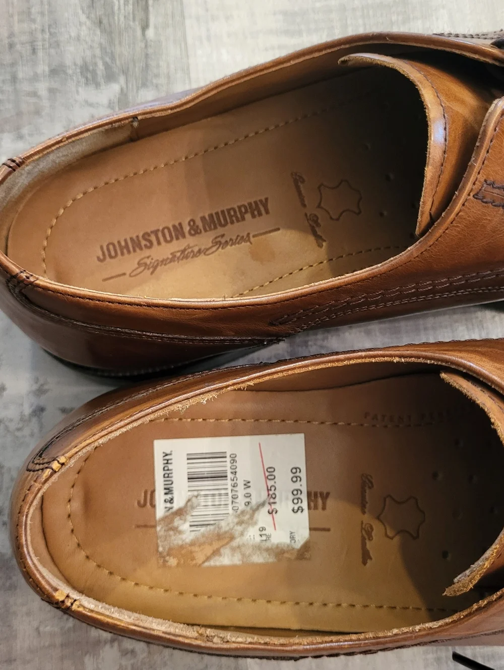 Johnston & Murphy Signature Series Leather Brown Apron Toe Shoes Oxford Size 9